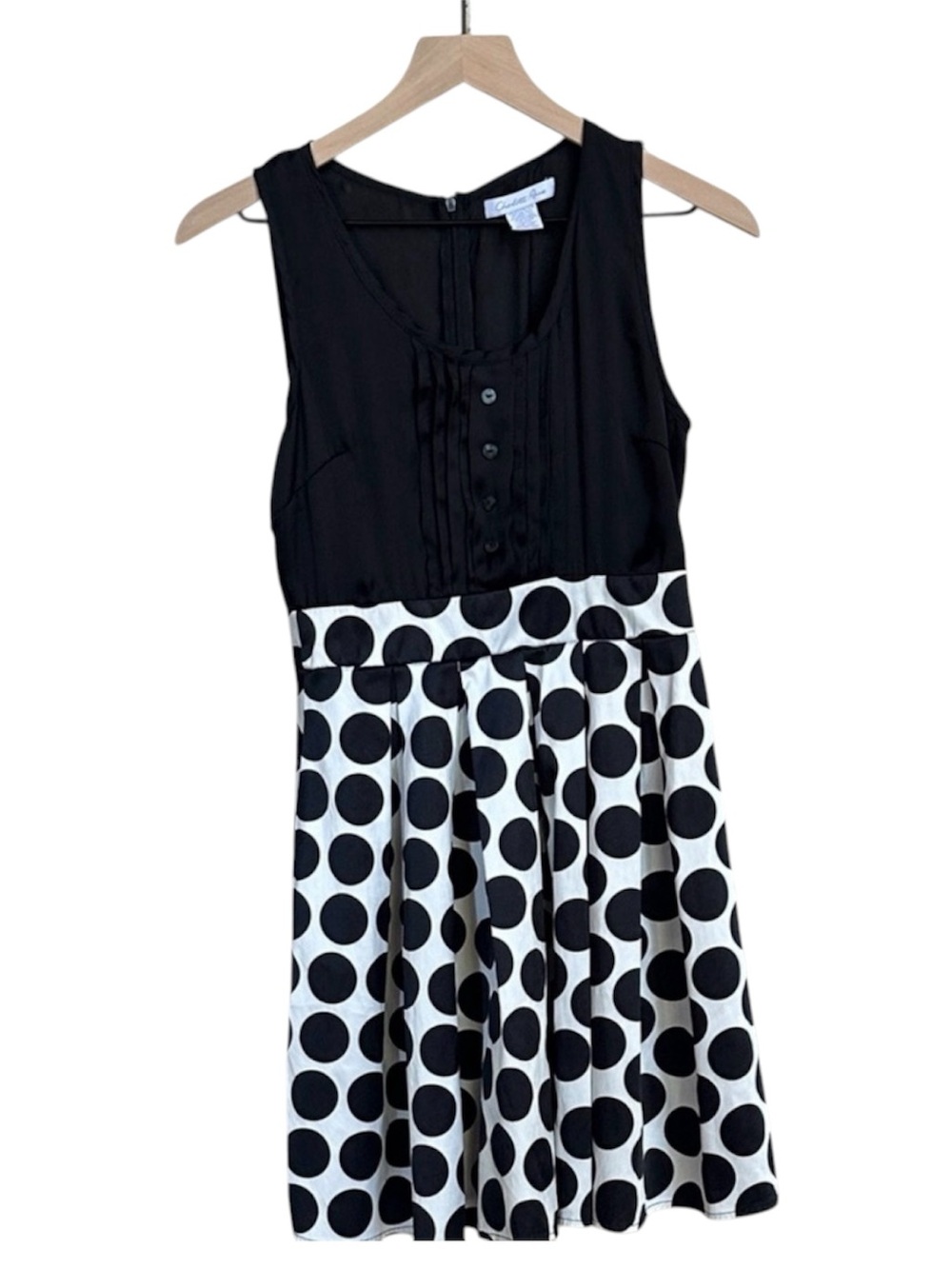 Y2K Charlotte Russe Polka Dot Mini Dress Black & White Ruffle Button Front
